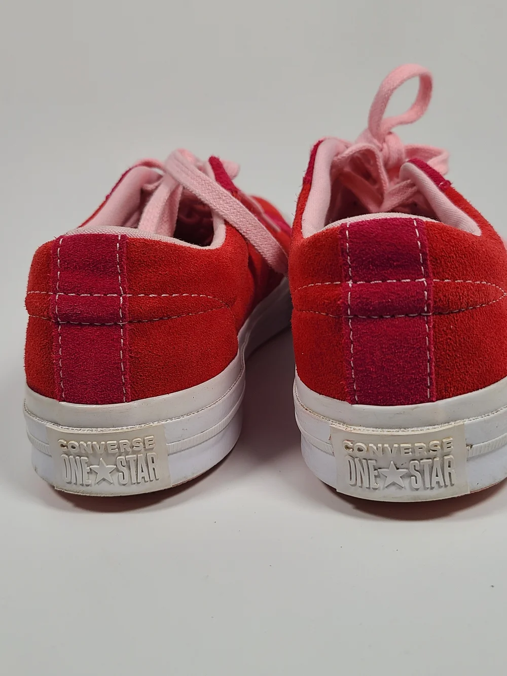 Converse Pink & Red Low-Top Suede Leather Sneakers Size 38.5 EU